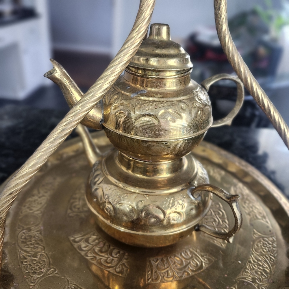 vintage brass Turkish tea Set - Picture 6 of 9
